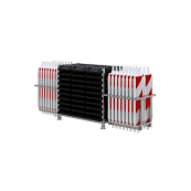 SET | with 30 traffic panels and accessories | on stacking pallet and beacon basket | with foil RA1/A, red/white | on both sides hatched | BASt turn traffic panel